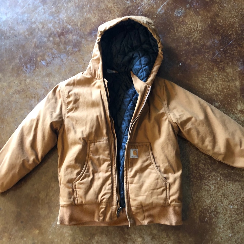 Kids’ Carhartt lined brown jacket. Size M (10-12)